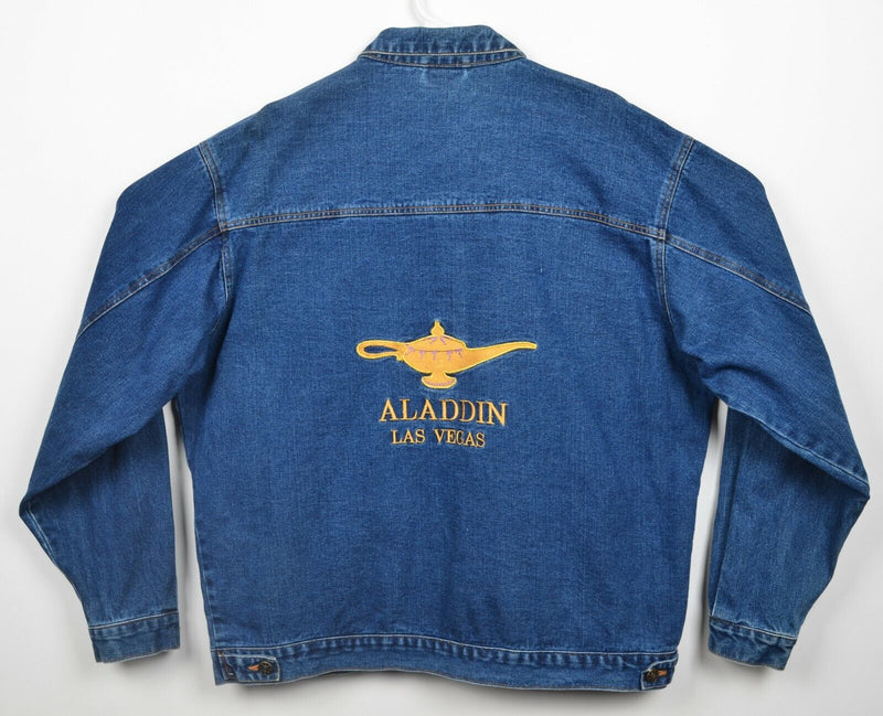 Vintage 90s Aladdin Las Vegas Men's XL Denim Embroidered Blue Trucker Jacket