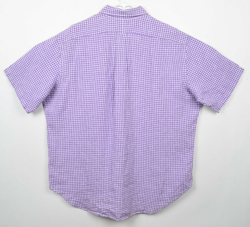 Polo Ralph Lauren Men's Sz 2XL Classic Fit 100% Linen Purple Gingham Check Shirt