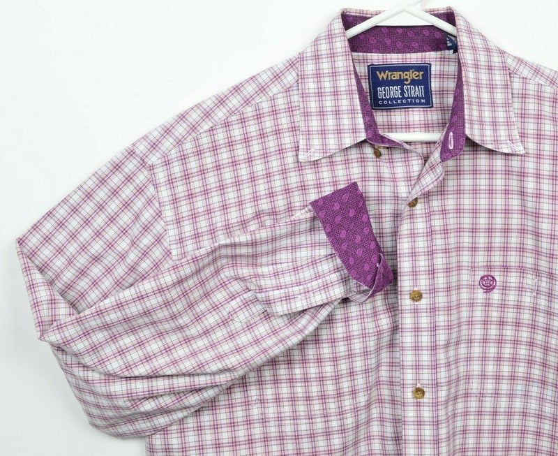 Wrangler George Strait Collection Men Large Flip Cuff Paisley Purple Plaid Shirt