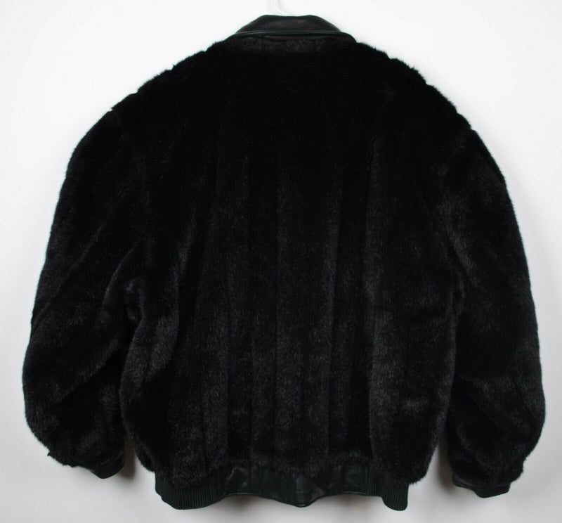 Vintage 90s Phat Farm Men's 3XL Fur Leather Reversible Hip Hop Full Zip Jacket