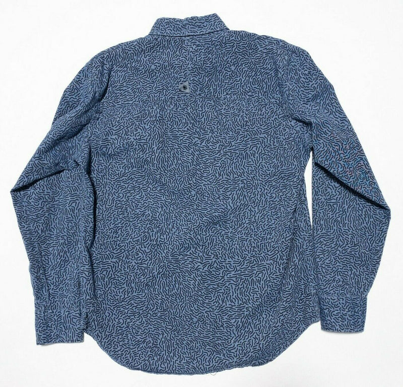 Staple Pigeon Brand Shirt Men's Medium Blue Squiggles Print Button-Front