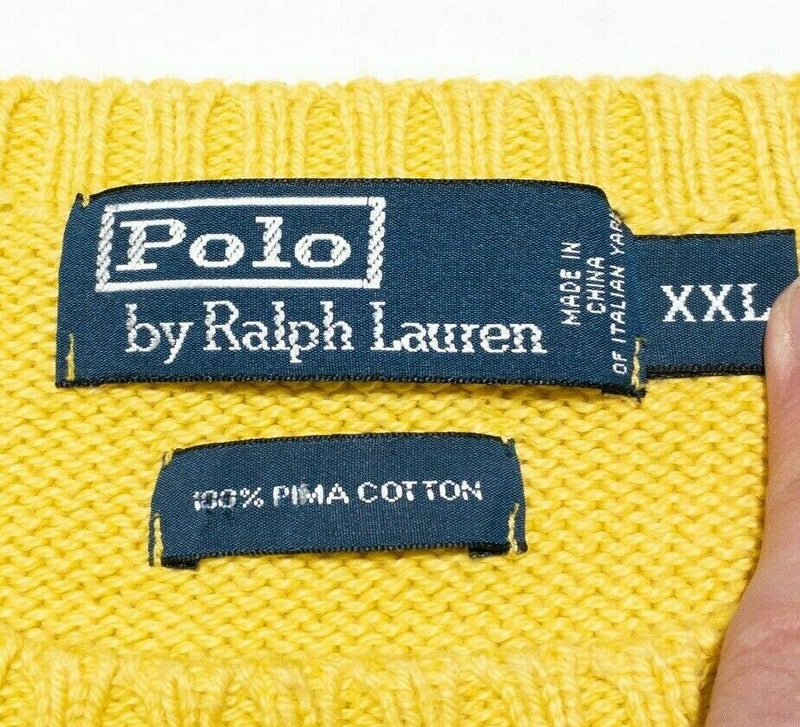 Polo Ralph Lauren Crewneck Knit Sweater Solid Yellow Pullover Men's 2XL