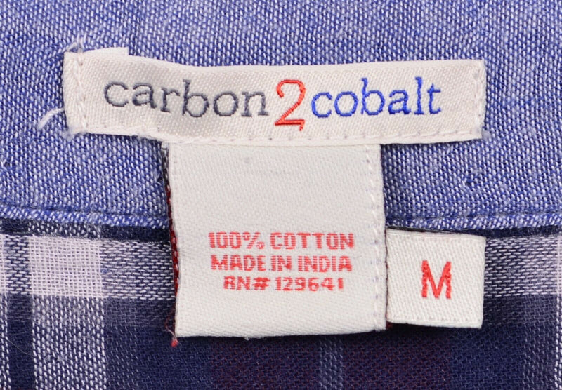 Carbon 2 Cobalt Men's Sz Medium Maroon Navy White Plaid Flannel Shirt