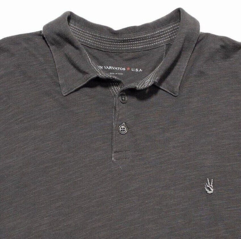 John Varvatos Peace Sign Polo Large Men's Shirt Gray Short Sleeve Designer