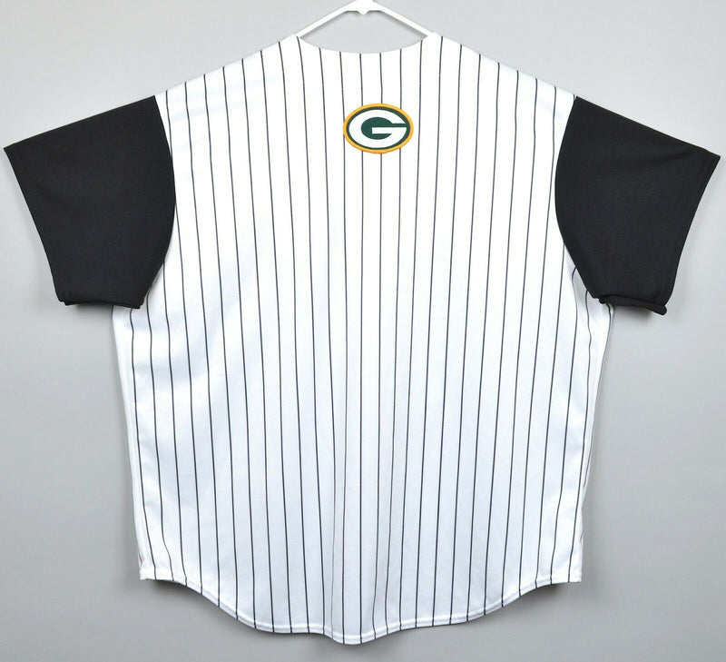 Green Bay Packers Men's 2XL Majestic Pinstripe White NFL Baseball Style Jersey