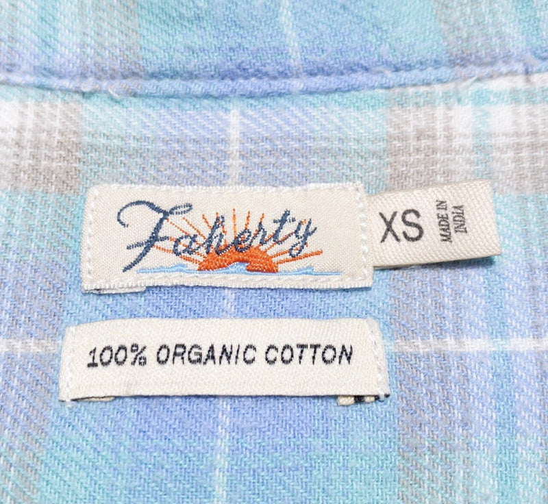 Faherty Shirt Women's XS Button-Up Long Sleeve Blue Plaid Organic Cotton