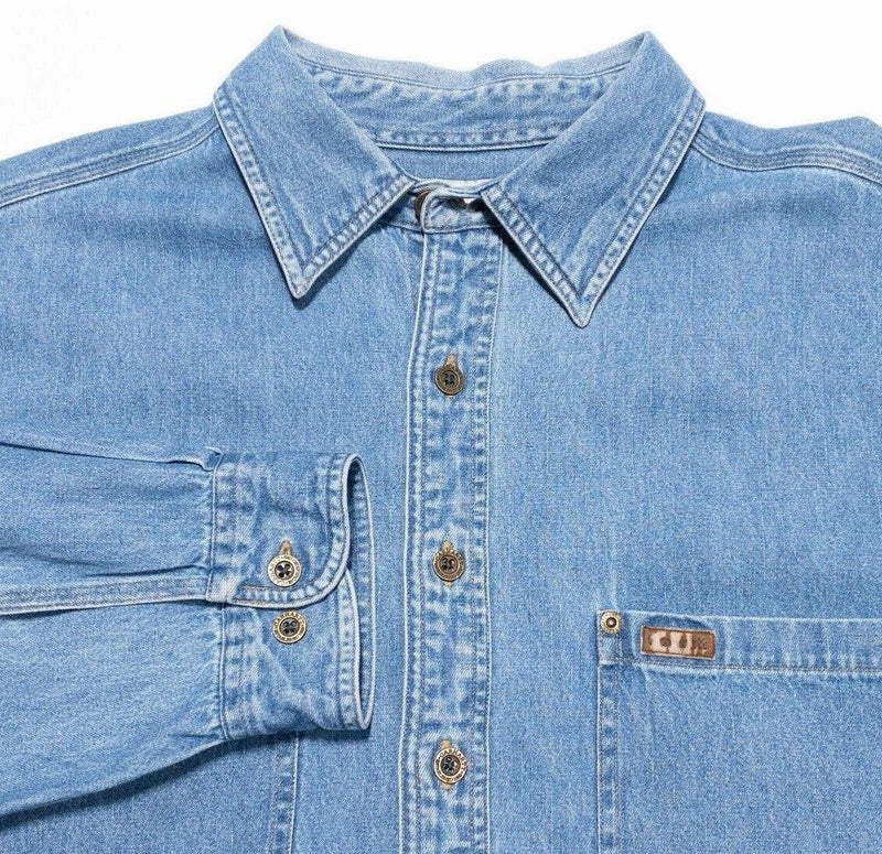 Carhartt Denim Shirt XL Men's Stonewash Work Long Sleeve Vintage 90s Button-Up