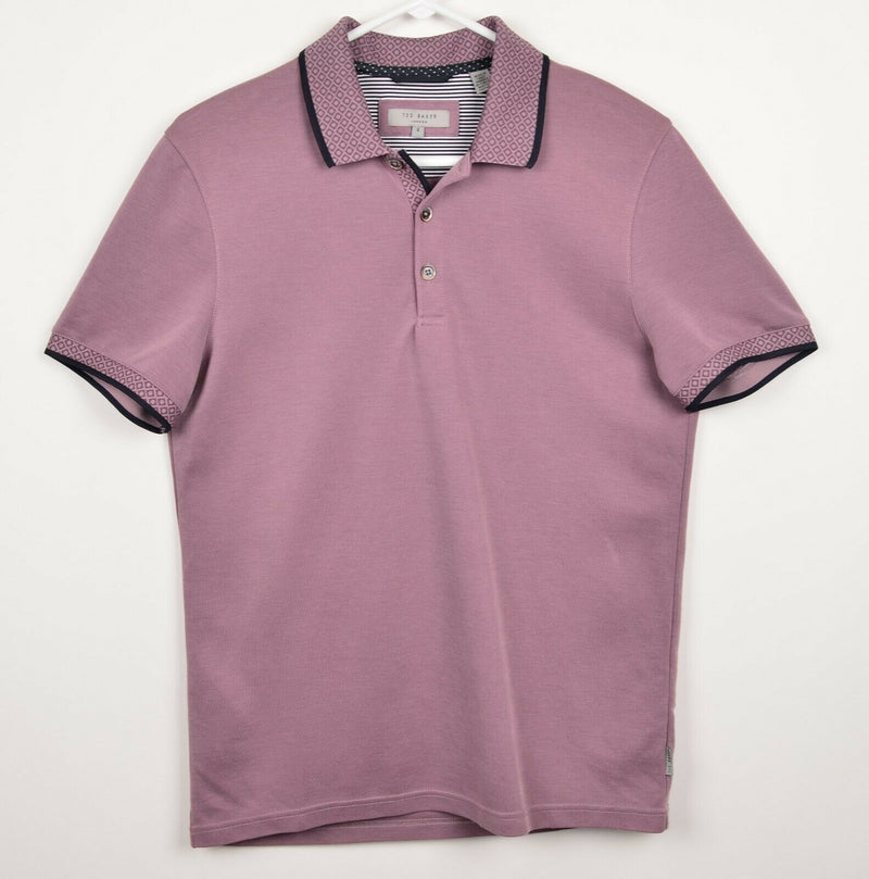 Ted Baker London Men's Sz 2 Small Pink Modal Polyester Short Sleeve Polo Shirt