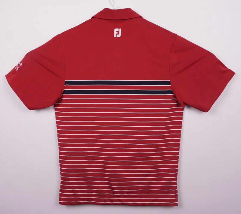 FootJoy Men's Sz Small Red Striped FJ Performance Golf Polo Shirt