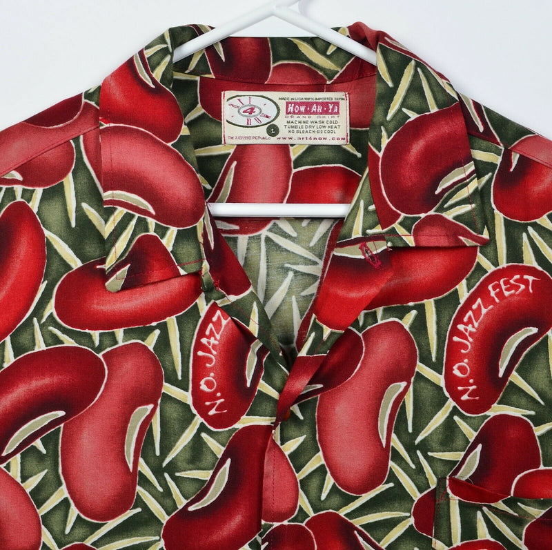 New Orleans Jazz Fest Men's Large Red Beans Art 4 Now HowAhYa Hawaiian Shirt