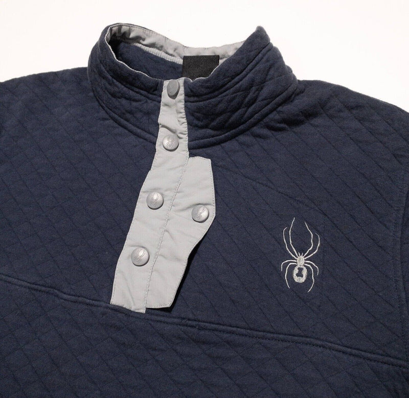 Spyder Fleece Jacket Men's Large? Snap Diamond Quilted Pullover Blue Sweatshirt
