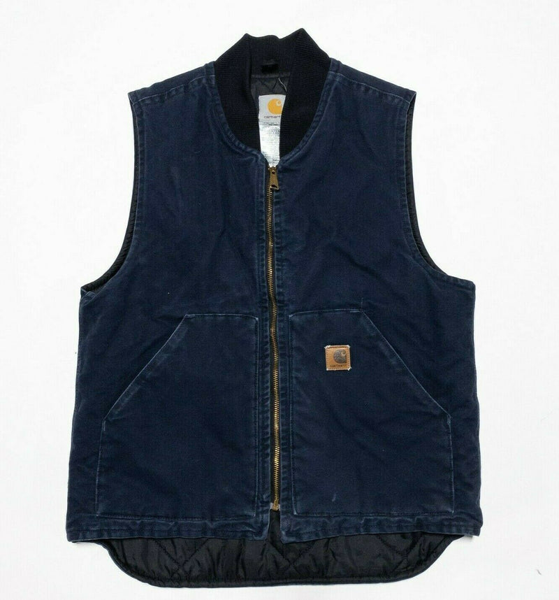 Carhartt Quilt Lined Canvas Vest V02 Navy Blue Vintage USA Union Men's Medium