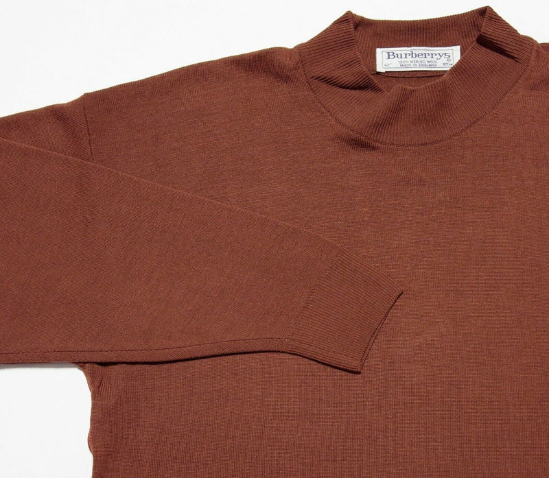 Burberry Women's 42"/107cm (XL?) Merino Wool Knit Brown/Red Turtleneck Sweater