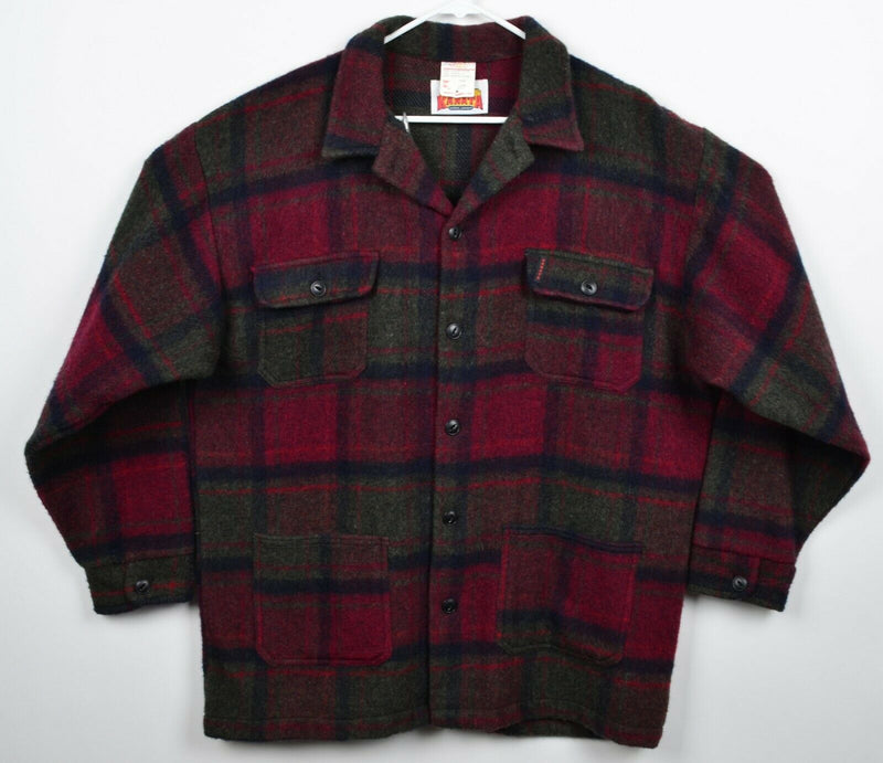 Vintage 80s Kanata Men's Large Wool Blend Red Plaid Canada Flannel Shirt Jacket