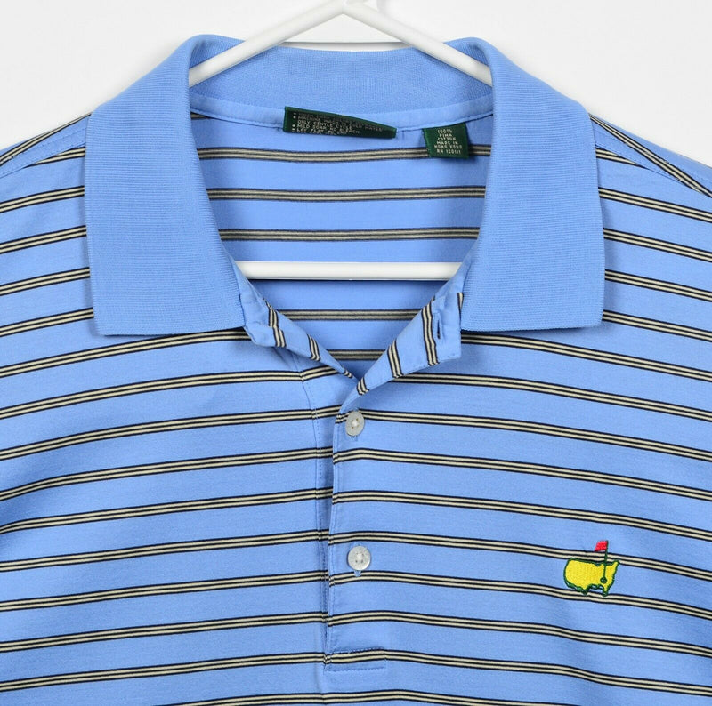 Masters Amen Corner Men's XL Blue Striped Pima Cotton Augusta Golf Polo Shirt