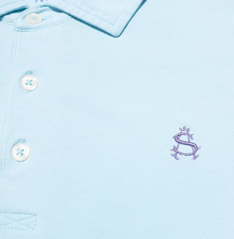 B. Draddy Polo Shirt Medium Men's Light Blue Golf Stretch Casual Short Sleeve