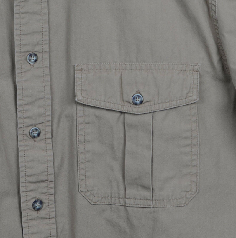 LL Bean Men's Medium Buzz Off Insect Shield Khaki Safari Button-Front Shirt