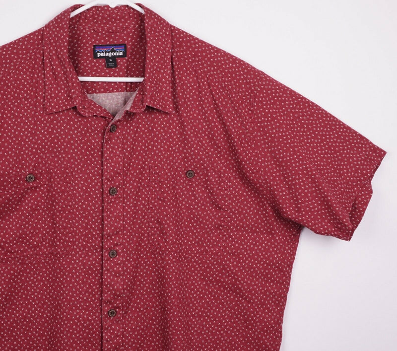 Patagonia Men's XL Hemp Organic Cotton Blend Red Geometric Pattern Shirt