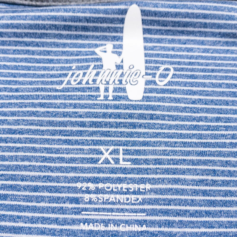 johnnie-O Prep-Formance 1/4 Zip Men's XL Blue Striped Flex Shirt Golf Preppy