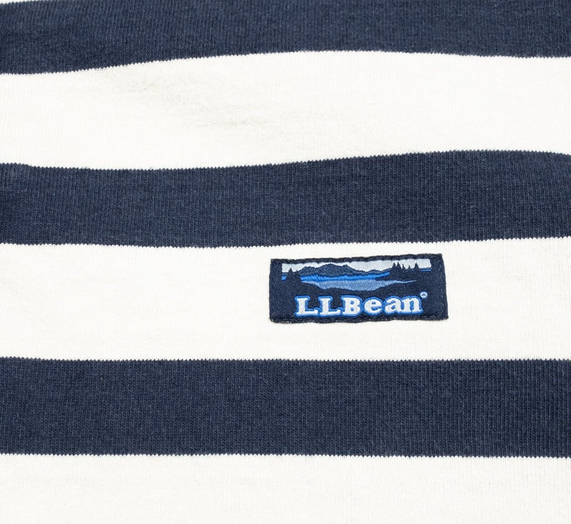 L.L. Bean Rugby Polo XL Men's Shirt Long Sleeve Lakewashed Striped Blue White