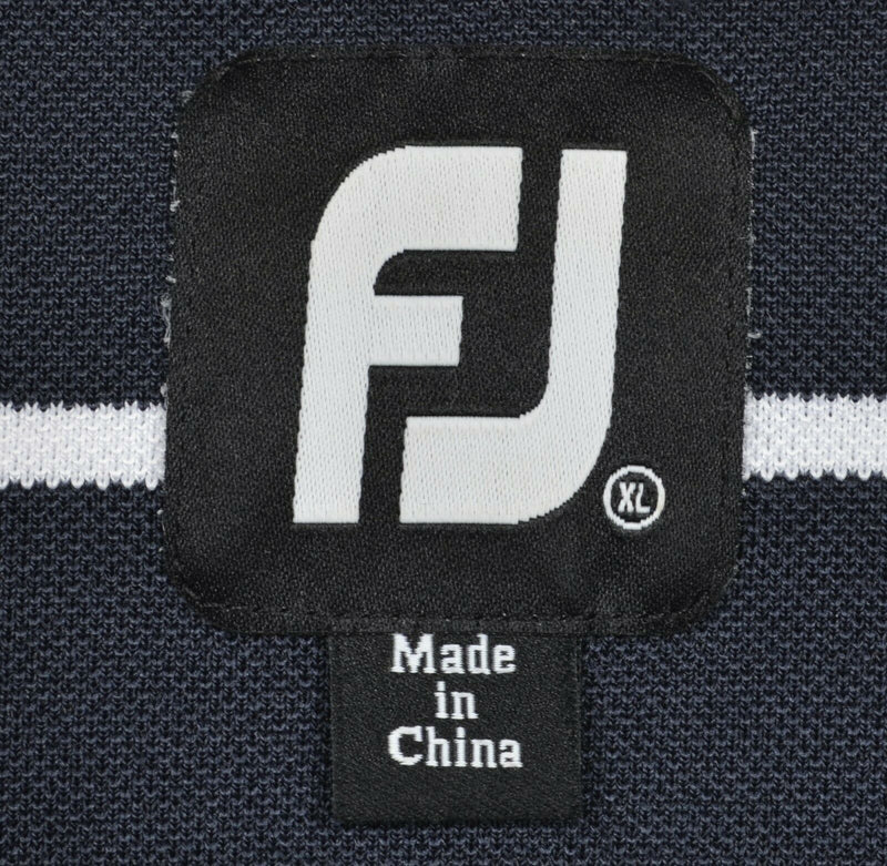 FootJoy Men's XL Dark Navy Blue Striped Wicking Polyester FJ Golf Polo Shirt