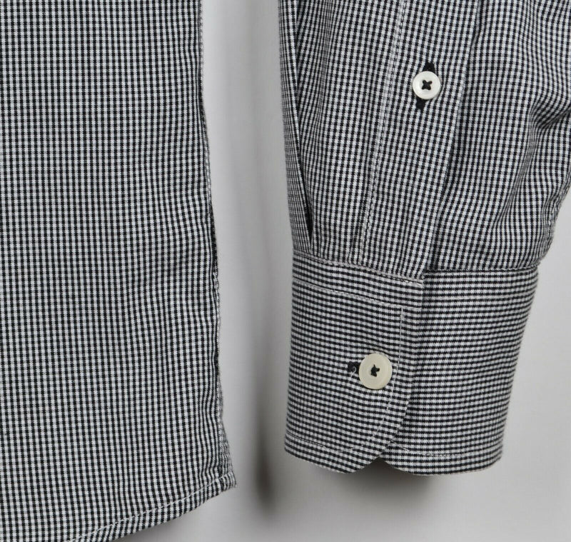 UNTUCKit Men’s Large Black White Micro-Check Plaid Long Sleeve Button-Down Shirt