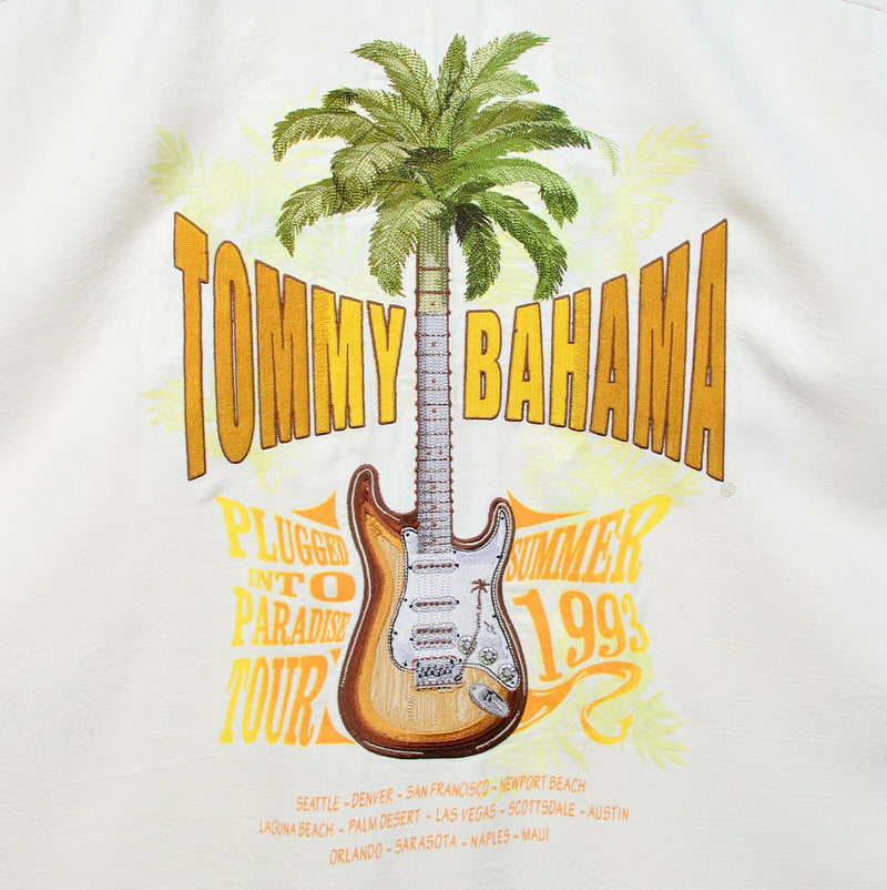 Tommy Bahama Men's Large Silk Plugged Into Paradise Tour Guitar Hawaiian Shirt