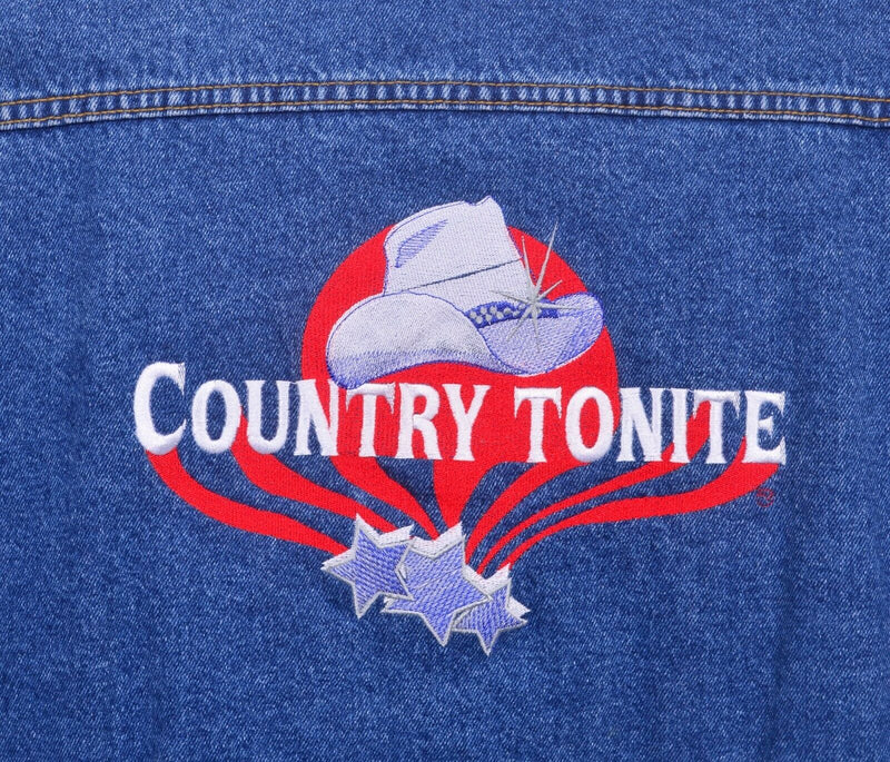 Country Tonite Men's XL Denim Embroidered Music Port Authority Trucker Jacket