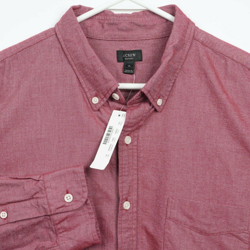 J. Crew Oxford Men's XL Solid Red Vintage Oxford Tonal Cotton Button-Down Shirt