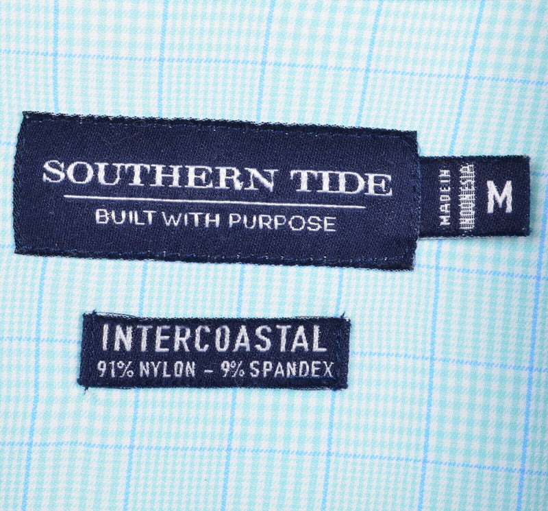 Southern Tide Men's Medium "Intercoastal" Nylon Blend Blue Green Check Shirt