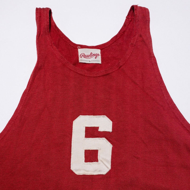 Vintage 60s Rawlings Tank Top Men's Large Red Athletic