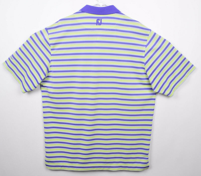 FootJoy Men's Sz XL Lime Green Purple Striped FJ Golf Polo Shirt Quail West