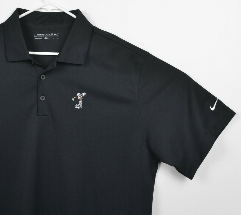 Disney Nike Golf Men's Sz XL Mickey Mouse Embroidered Black Golf Polo Shirt