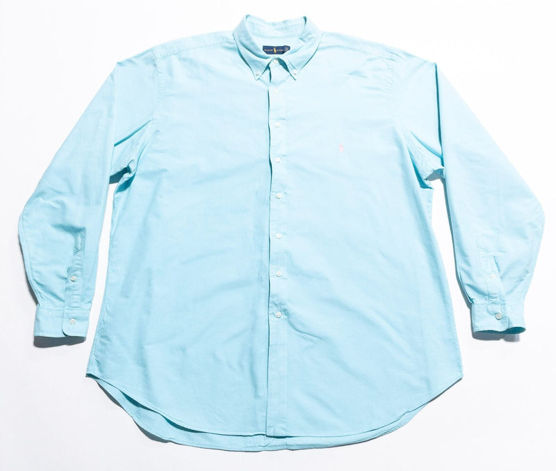 Polo Ralph Lauren 2XLT Men's Shirt Button-Down Light Aqua Blue Long Sleeve