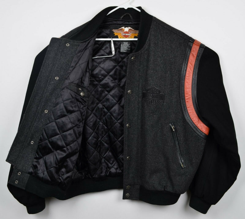 Harley-Davidson Men's XL Wool Leather Trim Quilt Lined Snap Letterman Jacket