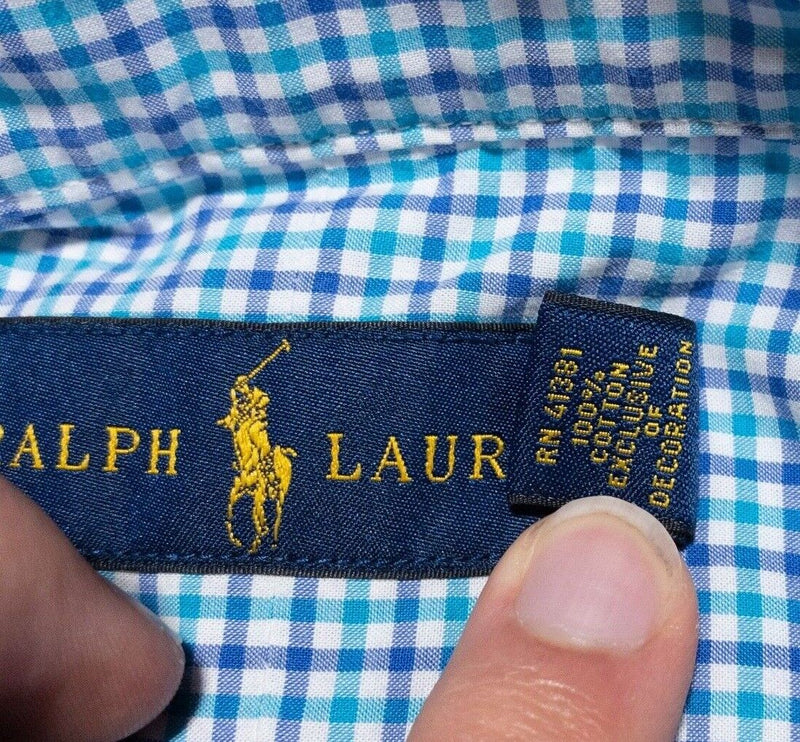 Polo Ralph Lauren 4XB Long Sleeve Men's Shirt Blue Check Big & Tall 4XL Big