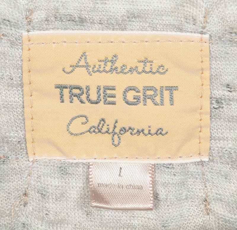 True Grit California Men's Large 100% Linen Heather Gray Two-Tone Polo Shirt