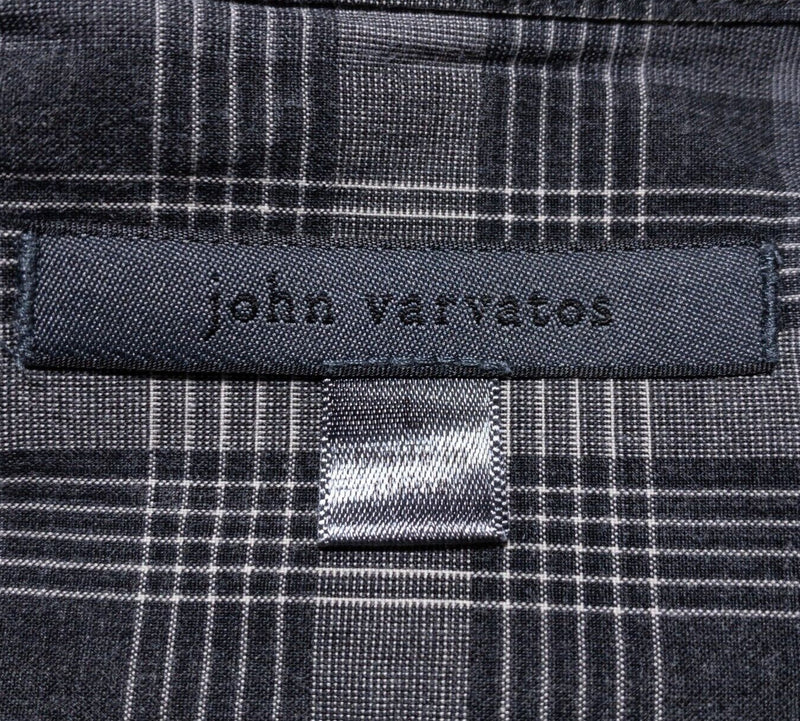 John Varvatos Collection Shirt Men's Large Long Sleeve Gray Plaid Button-Front
