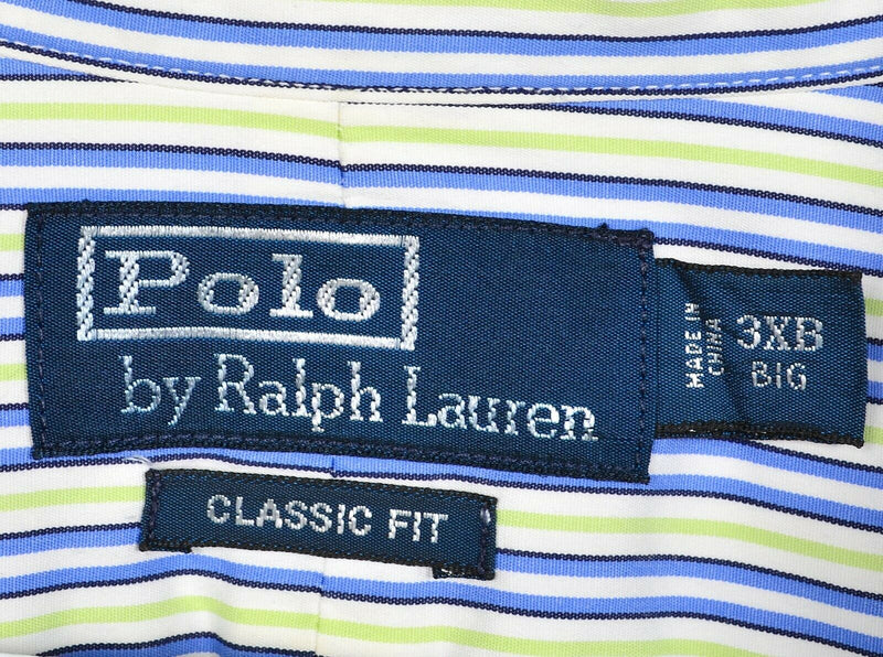 Polo Ralph Lauren Men's 3XB Classic Fit Green Blue Striped Button-Front Shirt