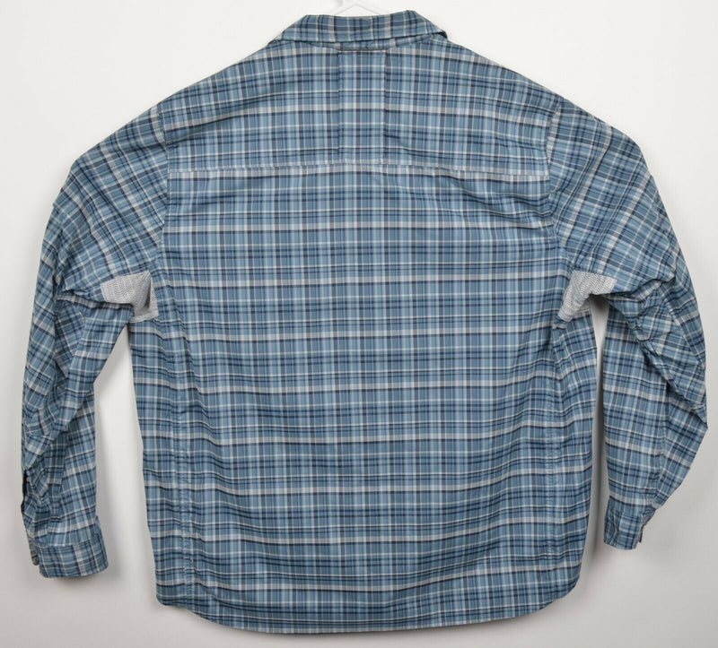 REI Men's XL Vented Blue Plaid Fishing Travel Long Sleeve Button-Front Shirt