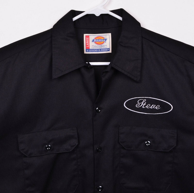 Dickies Men's Sz Large Sturgis 2009 Skull Cigar Guitar Black Mechanic Work Shirt