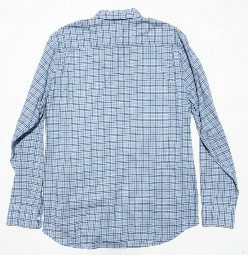 Faherty Brand Men's Large Blue Pink Plaid Long Sleeve Button-Front Shirt Preppy