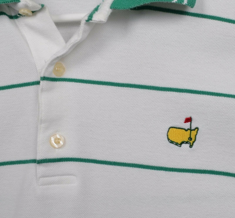 Vtg 1999 Masters Collection Men's Sz Large White Green Stripe Golf Polo Shirt