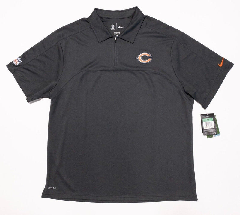 Chicago Bears Nike Polo XL Men's 1/4 Zip Gray Wicking NFL On Field Dri-Fit