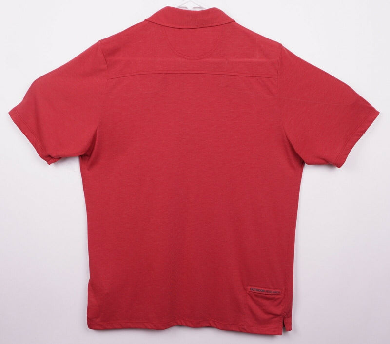 Outdoor Research Men Sz Large Wool Blend Dri-Release Red Zip Collar Polo Shirt