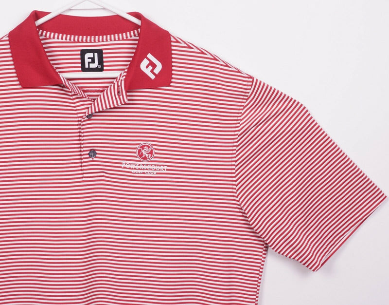 FootJoy Men's Large Logo Collar Tour Issue Red White Striped Golf Polo Shirt