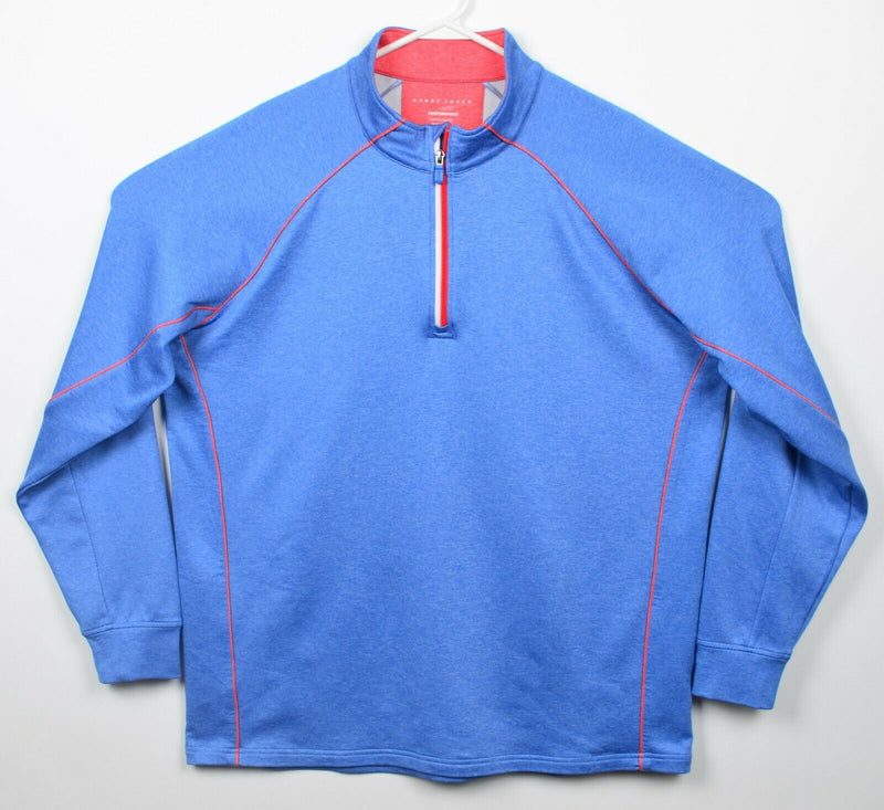 Bobby Jones X-H20 Men's 2XL Heather Blue Red Performance 1/4 Zip Golf Jacket