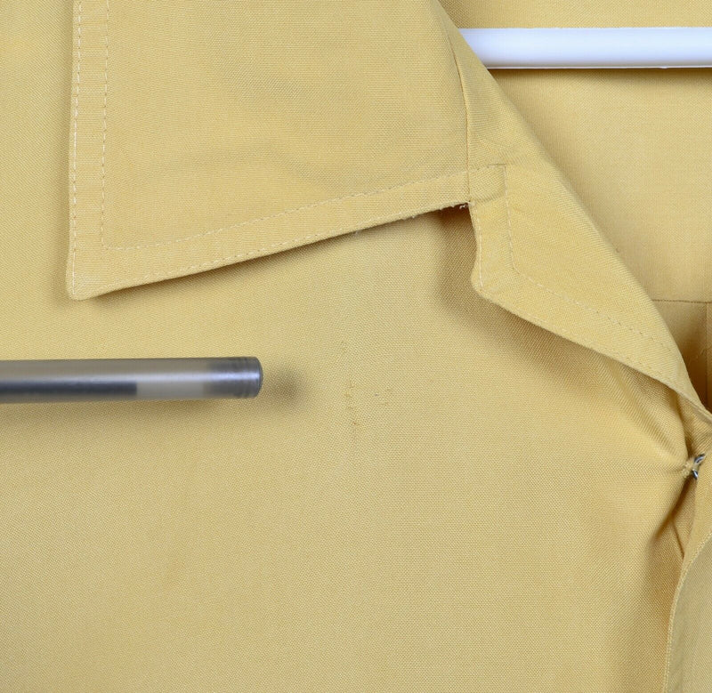 Genelli Men's XL 100% Silk Solid Yellow Medusa Buttons Party Hawaiian Shirt