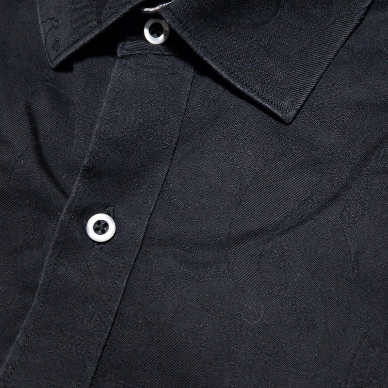 Robert Graham Shirt Large Classic Fit Men's Flip Cuff Paisley Black Long Sleeve