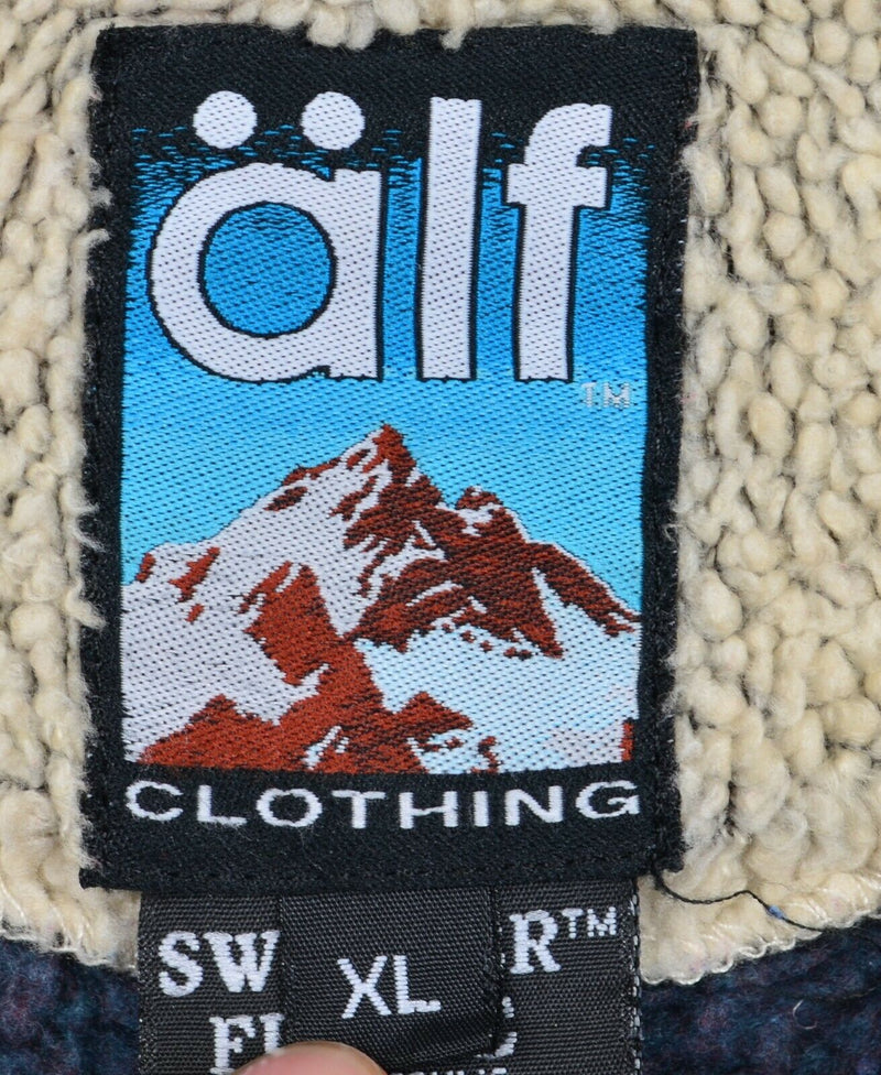 Vtg Alf Kuhl Women's Sz XL Sweater Fleece Navy Blue Sherpa Turtleneck Sweater